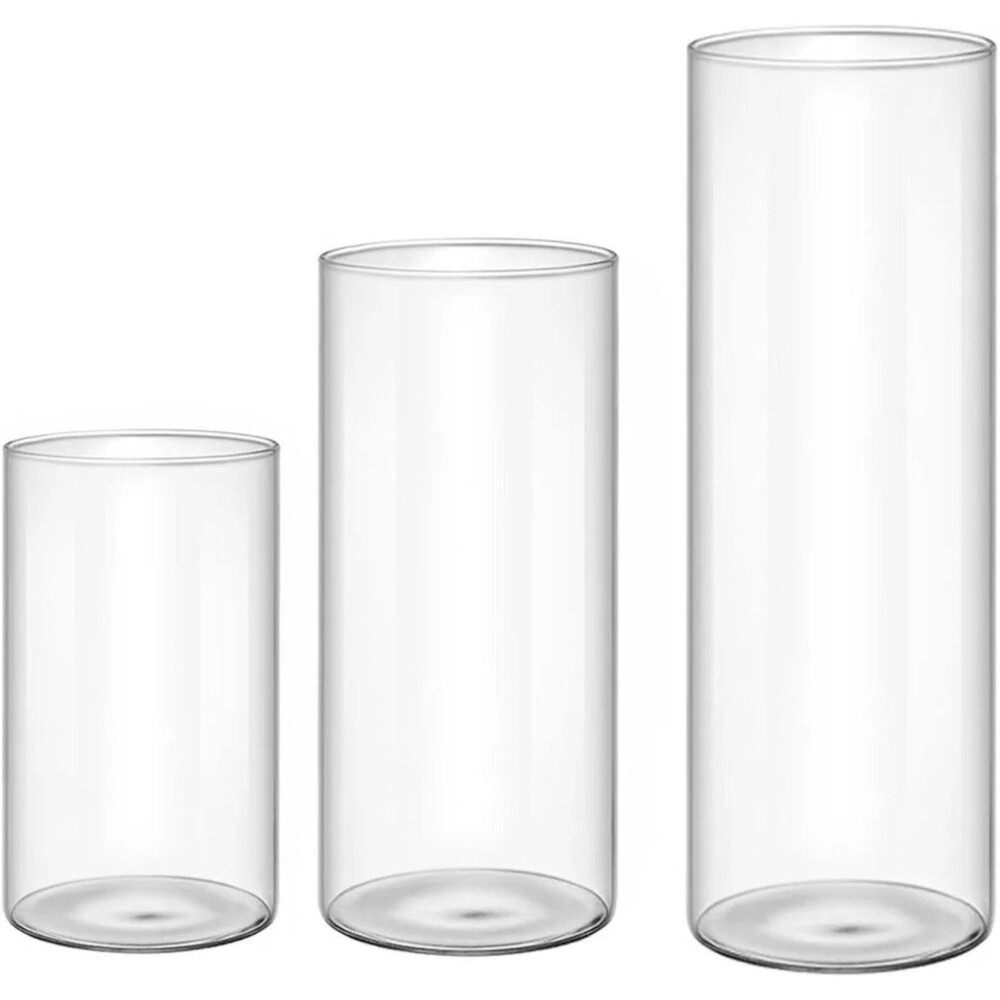 Set of 3 Glass Cylinder Vases NEW